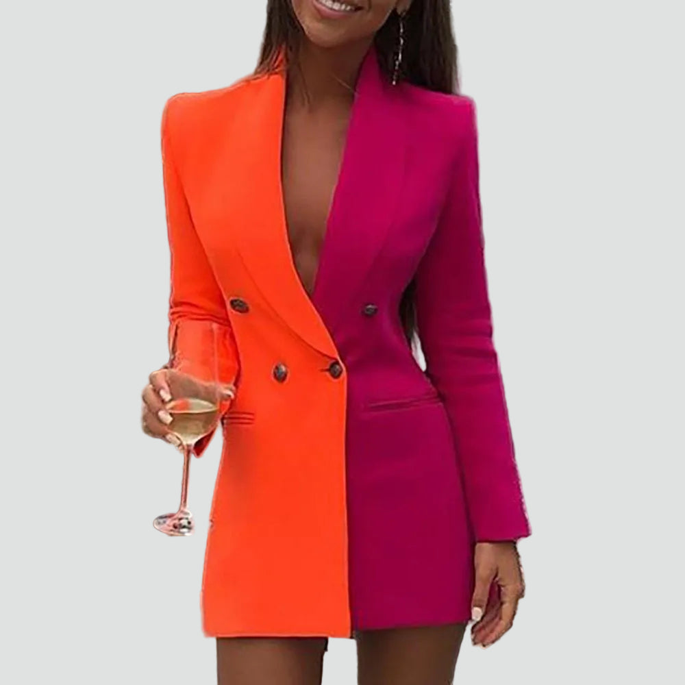 Tweekleurige mini-jurk blazer voor feest, aansluitend, elegant