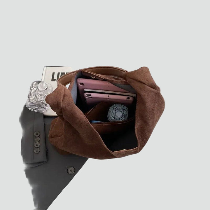 Dames schoudertas hobo boodschappentas van suède