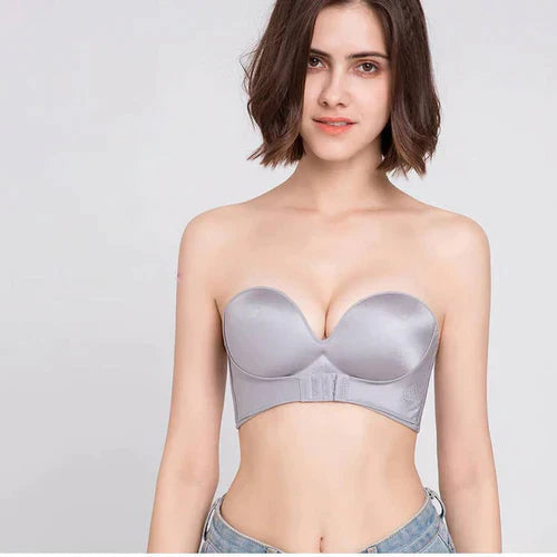 Soutien-gorge féminin sans bretelles à effet push-up autoportant pour robe