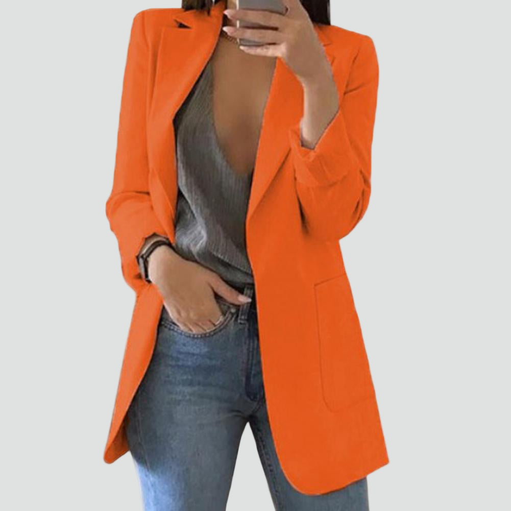 Elegante lange damesblazer met klassieke revers