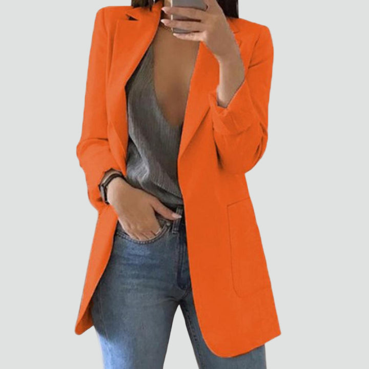Elegante lange damesblazer met klassieke revers