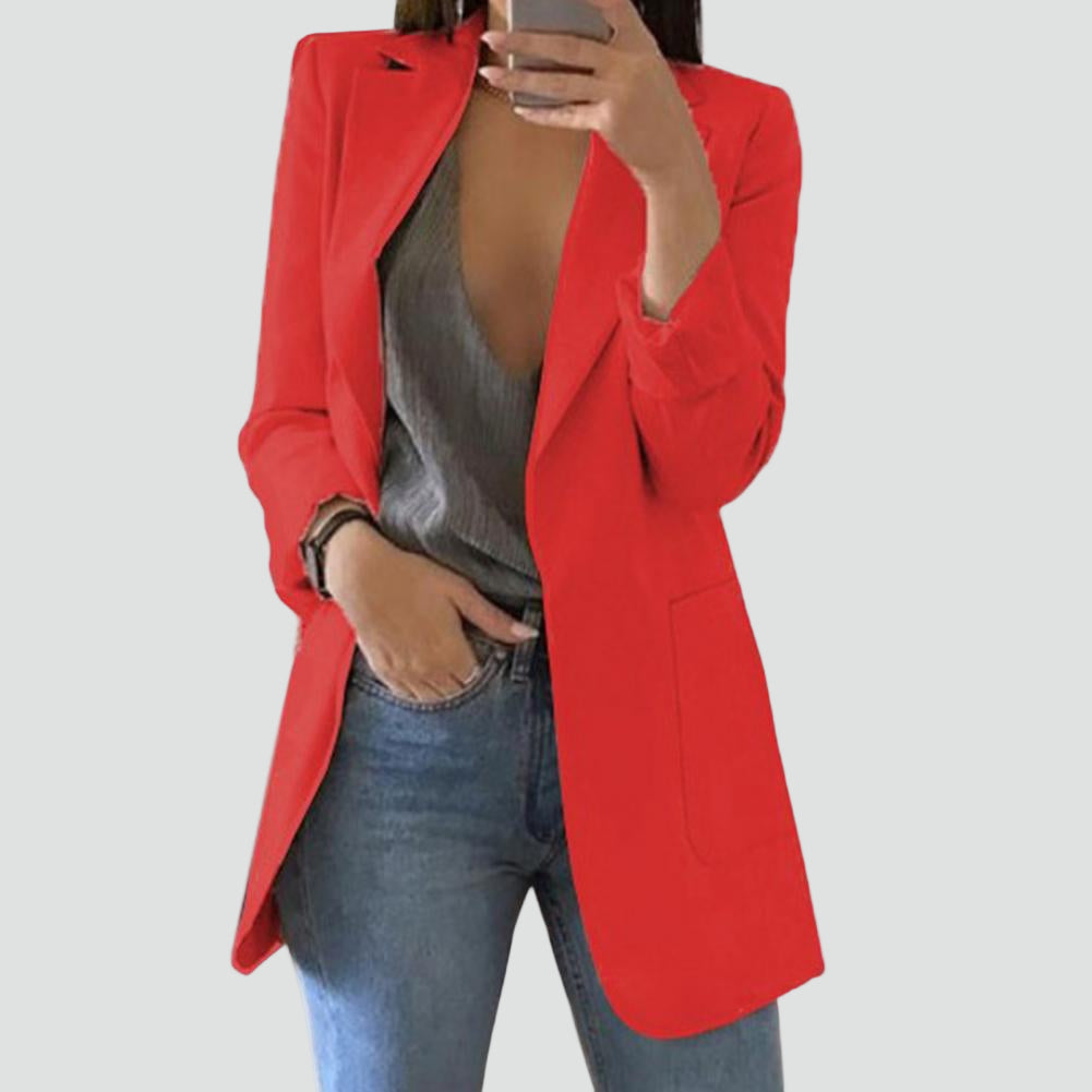 Elegante lange damesblazer met klassieke revers