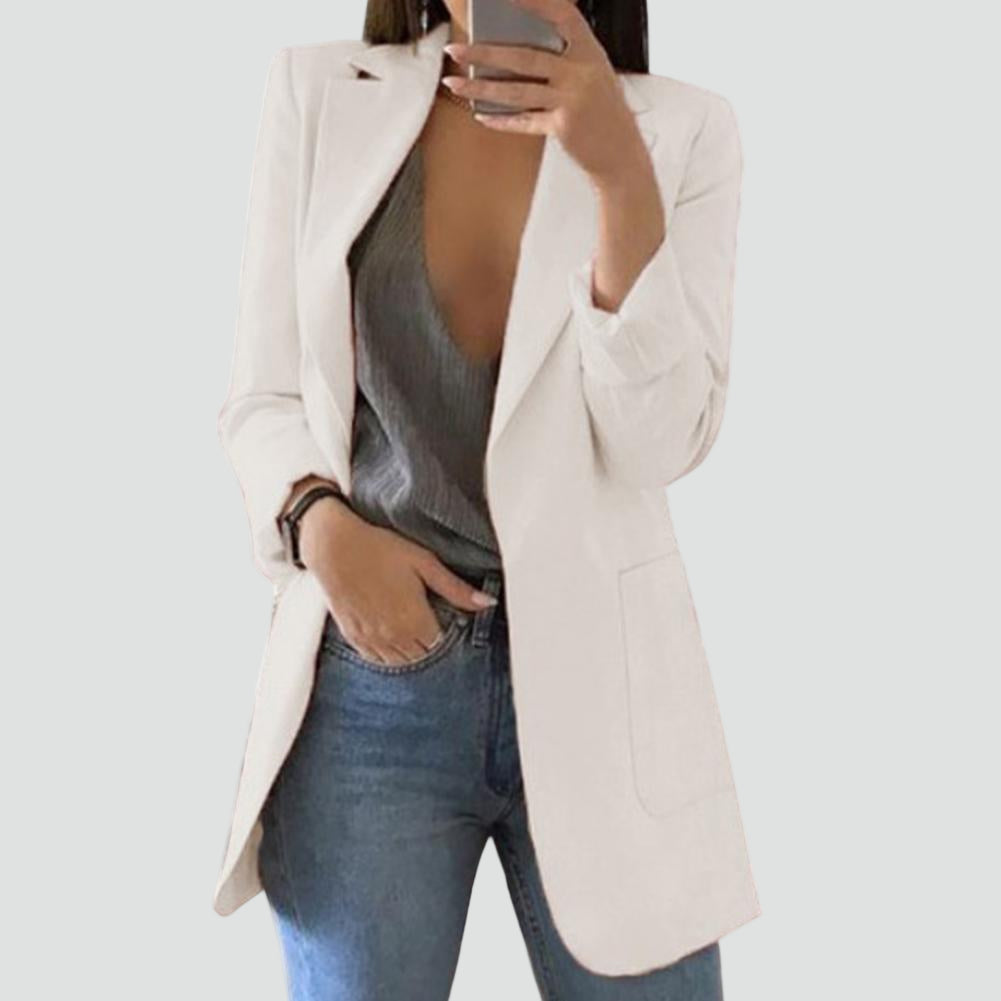 Elegante lange damesblazer met klassieke revers