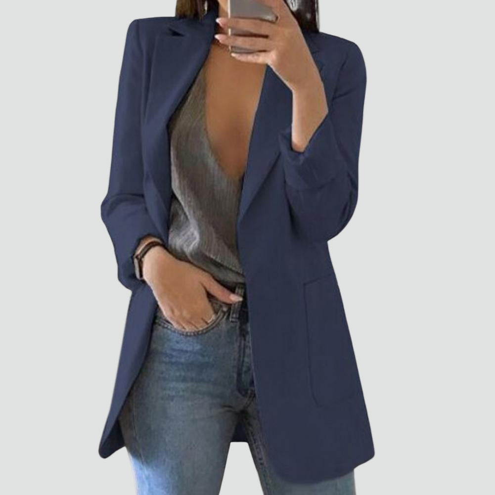 Elegante lange damesblazer met klassieke revers