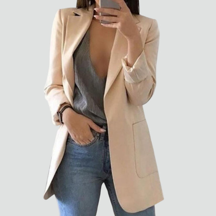 Elegante lange damesblazer met klassieke revers