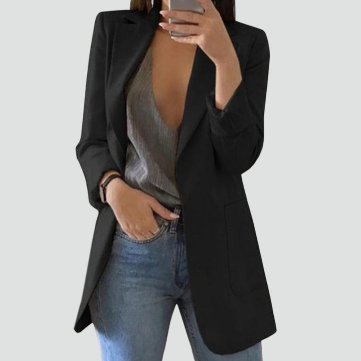 Elegante lange damesblazer met klassieke revers