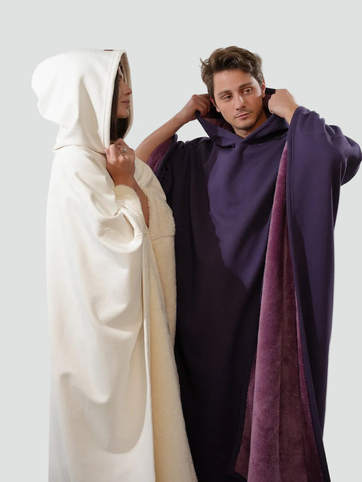 Couverture poncho chaude avec capuche unisexe en polaire douce