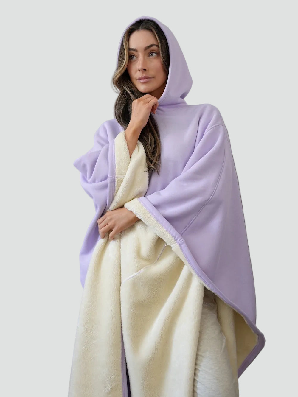 Couverture poncho chaude avec capuche unisexe en polaire douce