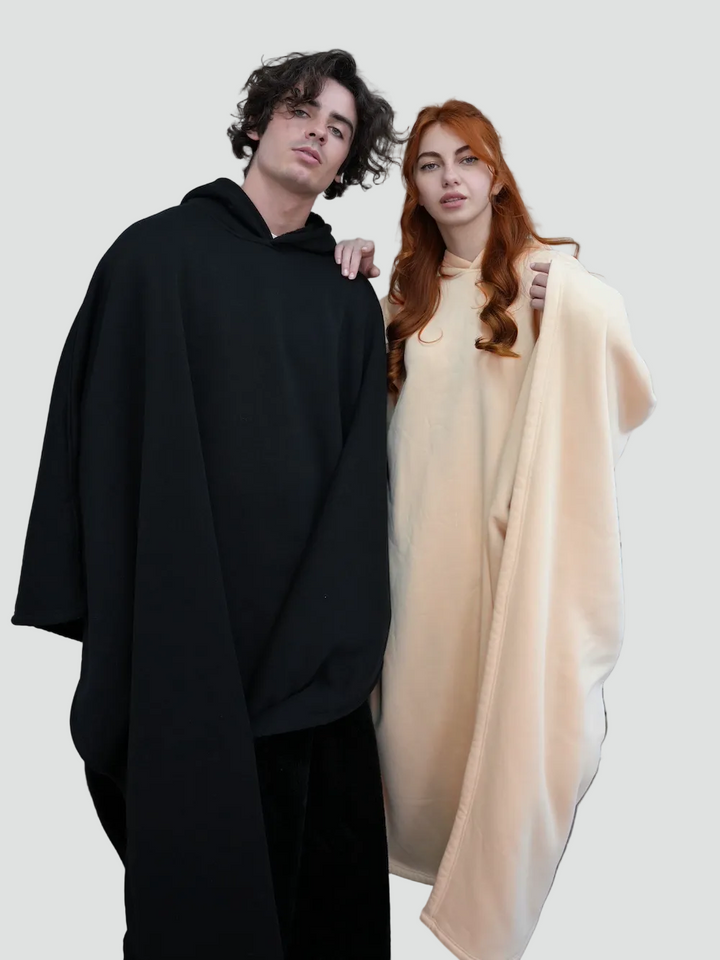 Couverture poncho chaude avec capuche unisexe en polaire douce