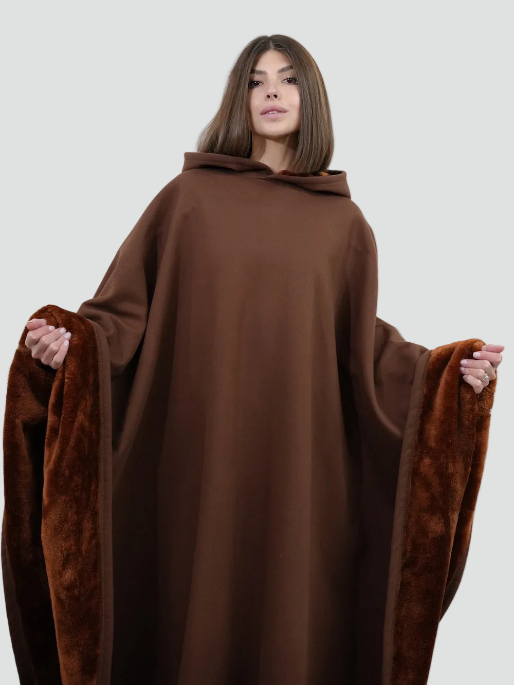 Couverture poncho chaude avec capuche unisexe en polaire douce