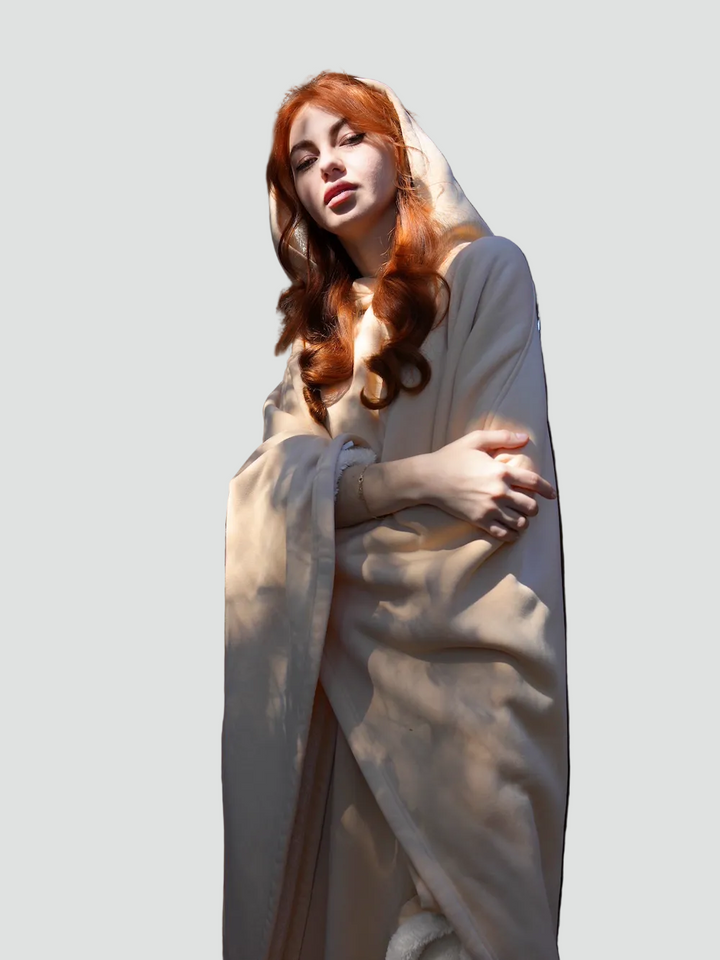 Couverture poncho chaude avec capuche unisexe en polaire douce