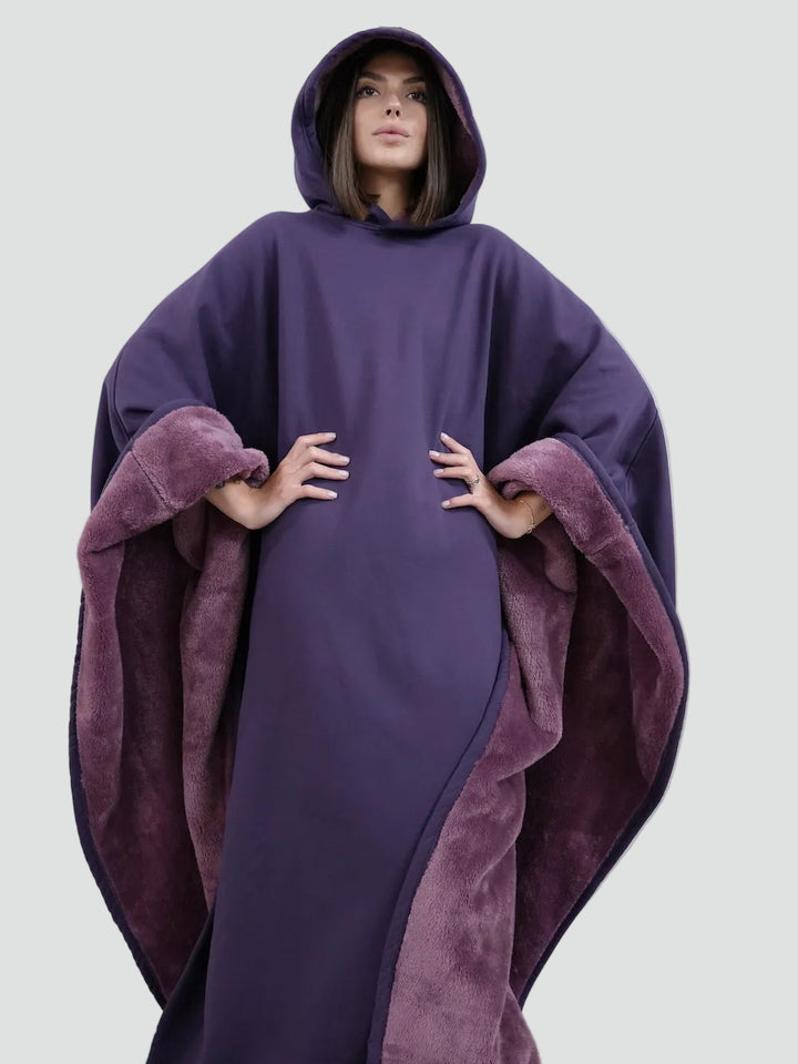 Couverture poncho chaude avec capuche unisexe en polaire douce