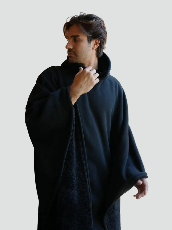 Couverture poncho chaude avec capuche unisexe en polaire douce