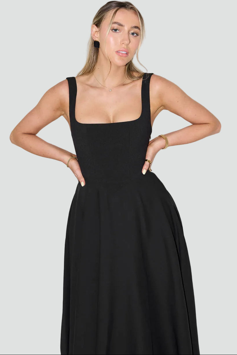 Robe midi élégante pour femme à coupe évasée pour cocktail