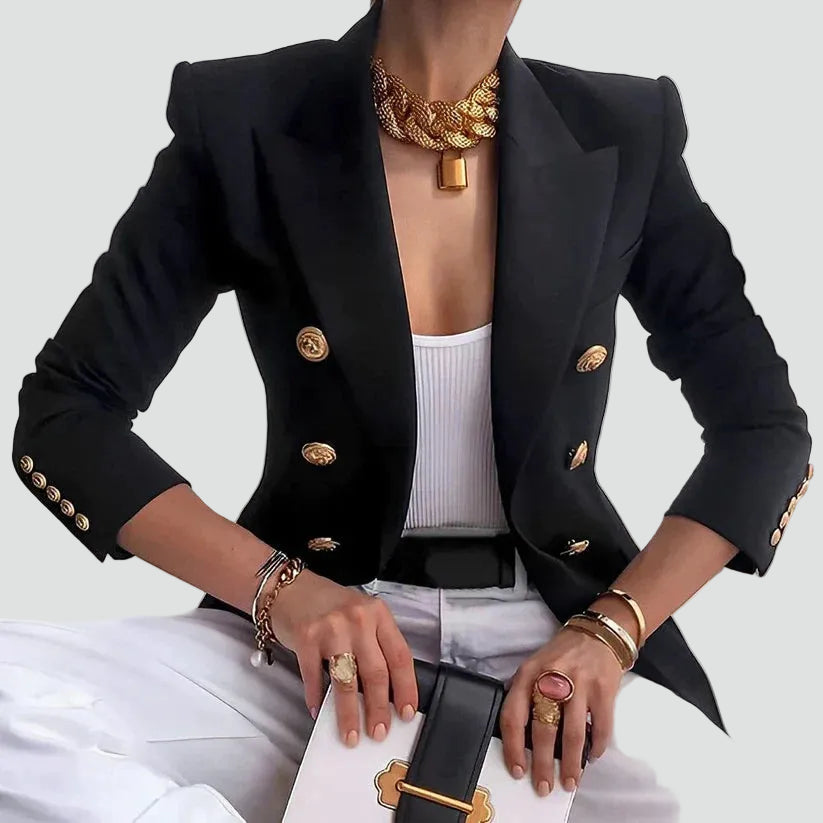 Veste croisée élégante pour femme avec boutons dorés