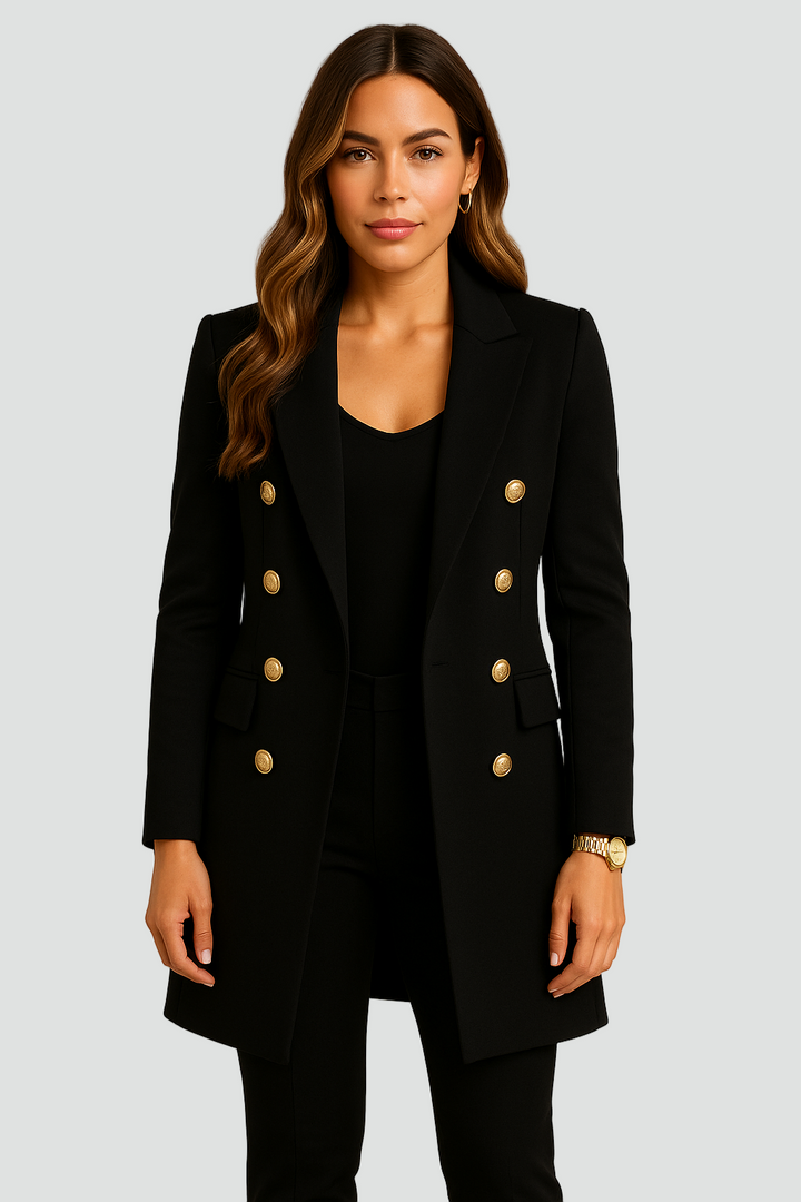Manteau croisé pour femme avec boutons décoratifs élégant
