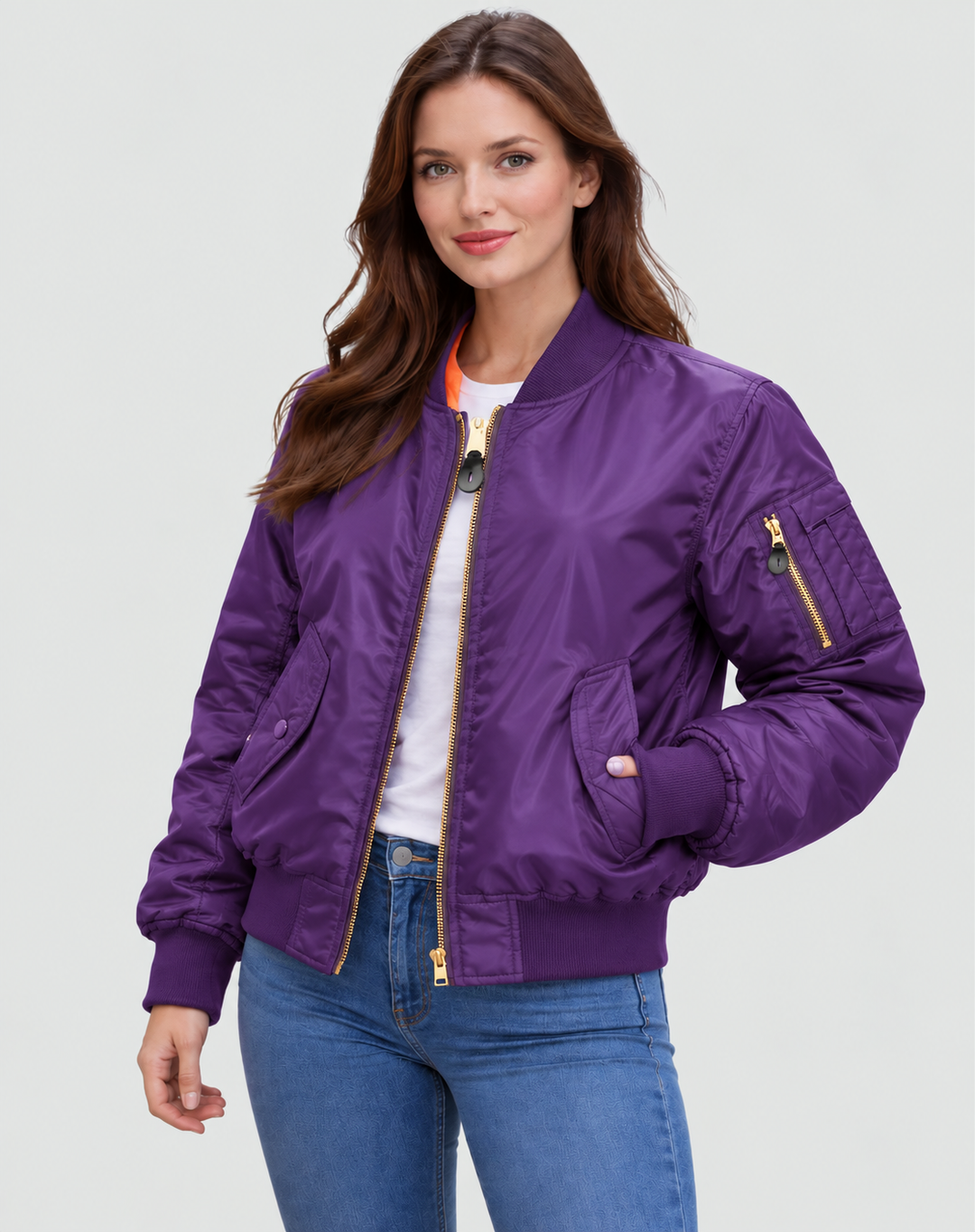 Veste aviateur avec poche sur la manche pour femmes