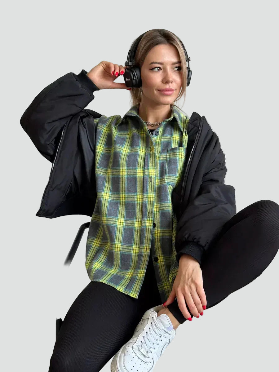 Chemise en flanelle oversize à carreaux pour femme, automne