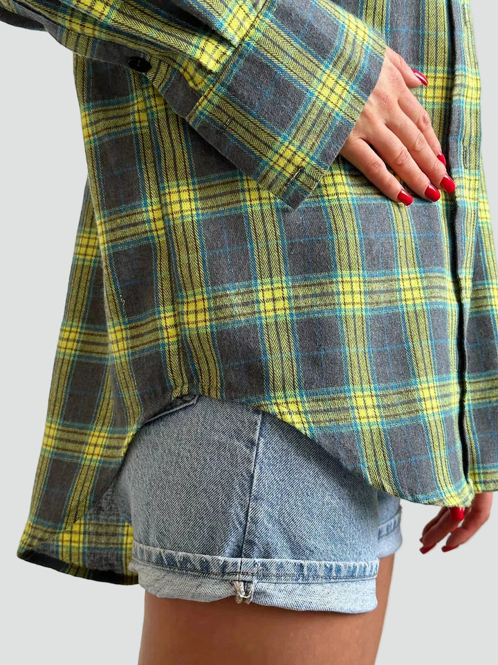 Chemise en flanelle oversize à carreaux pour femme, automne