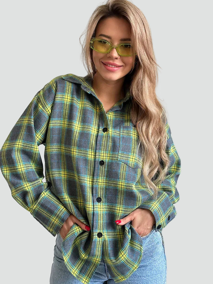 Chemise en flanelle oversize à carreaux pour femme, automne
