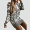 Robe-pull de Noël en maille avec des rennes
