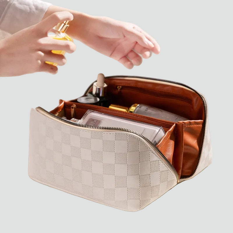 Grande trousse de toilette pour femme avec compartiments pour maquillage et voyage