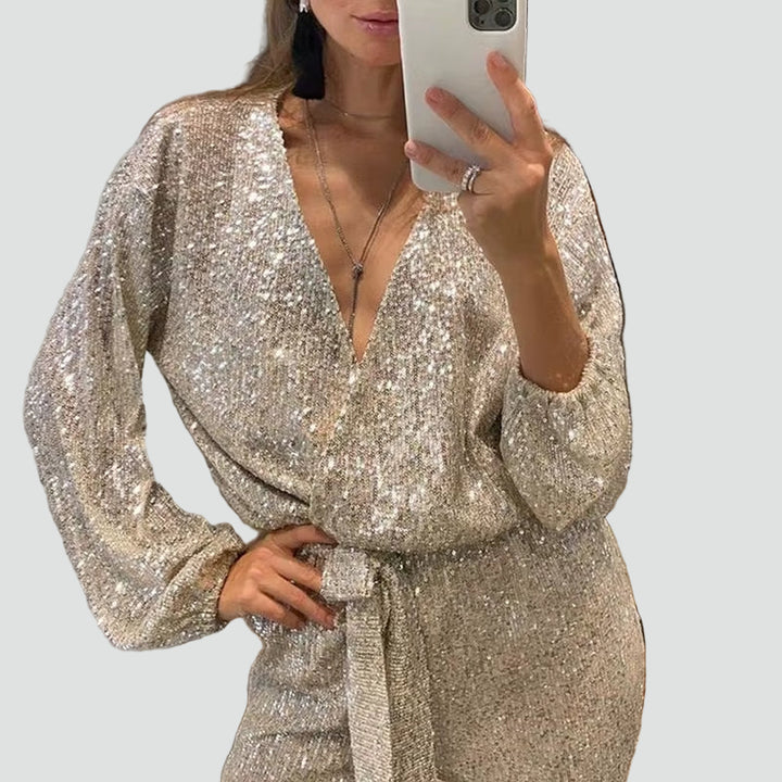 Combinaison de fête en brocart pour femme avec ceinture