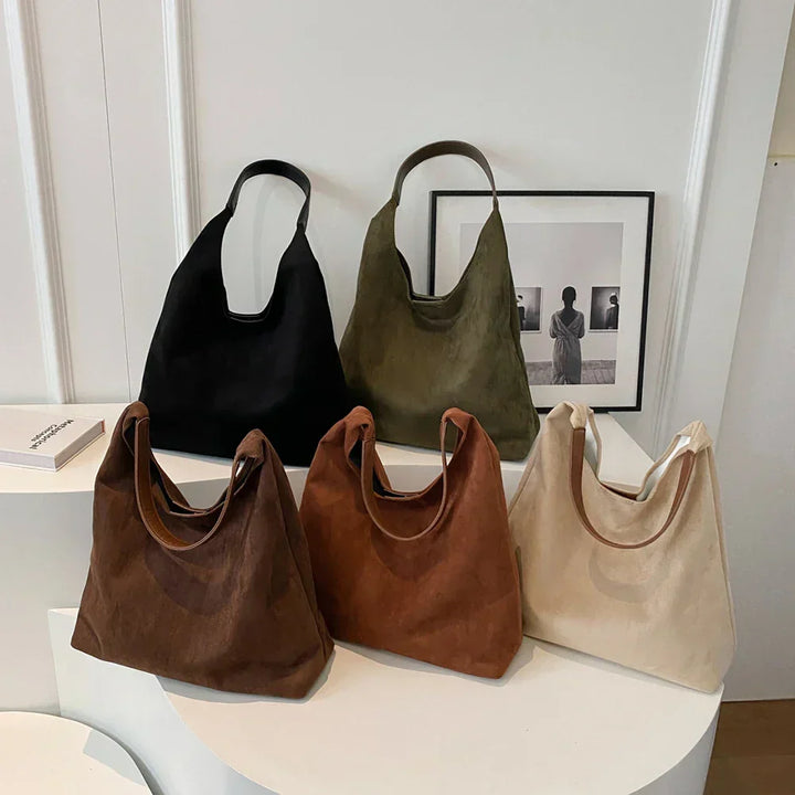 Dames schoudertas hobo boodschappentas van suède