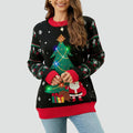Pull de Noël lumineux à LED pour femme avec un sapin et le Père Noël