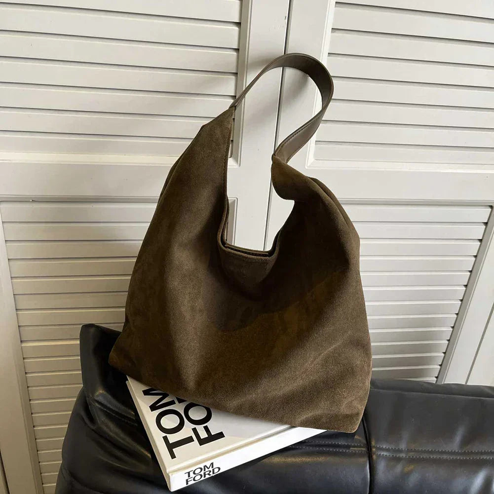 Dames schoudertas hobo boodschappentas van suède