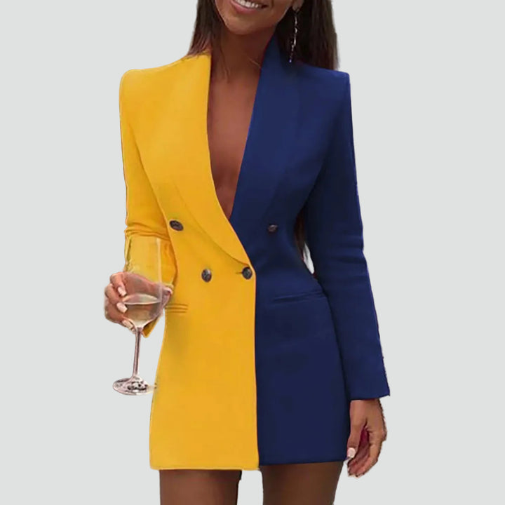 Robe mini blazer bicolore ajustée élégante pour soirée