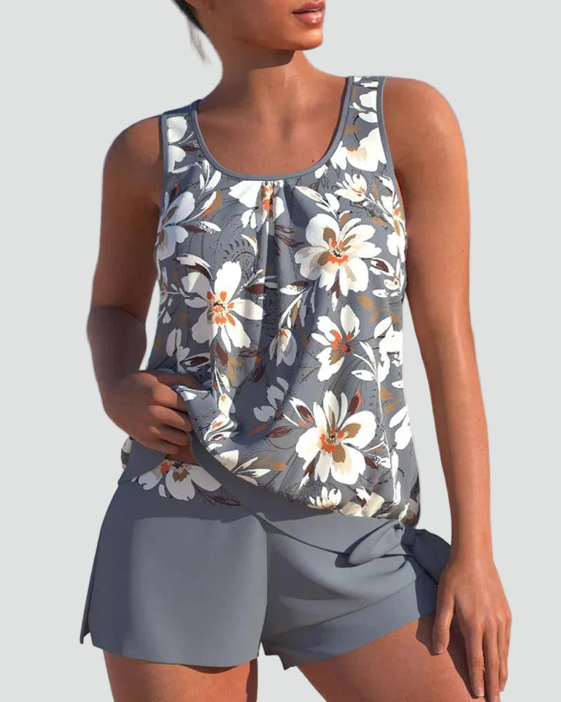 Elegante vormgevende dames tankini set met bloemenpatroon
