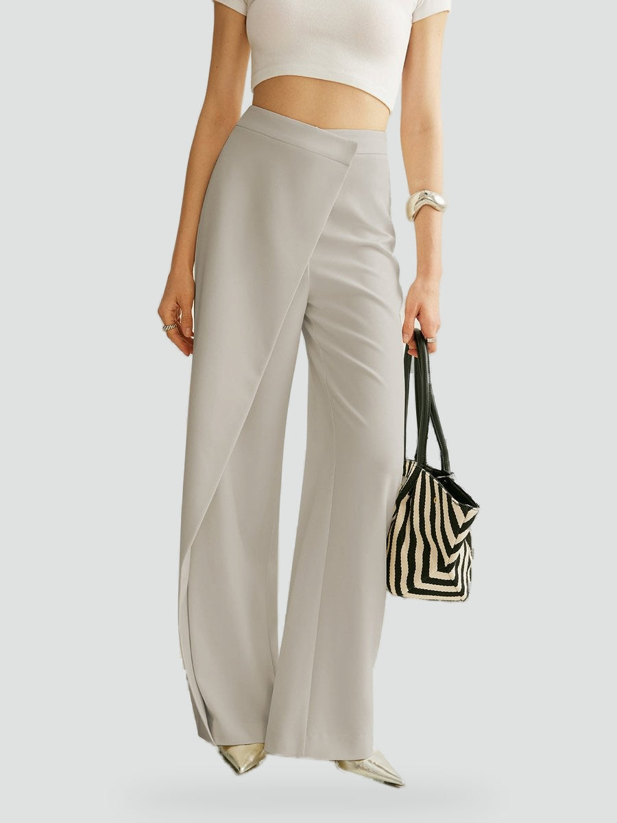 Pantalon asymétrique pour femme à jambes larges pour le bureau