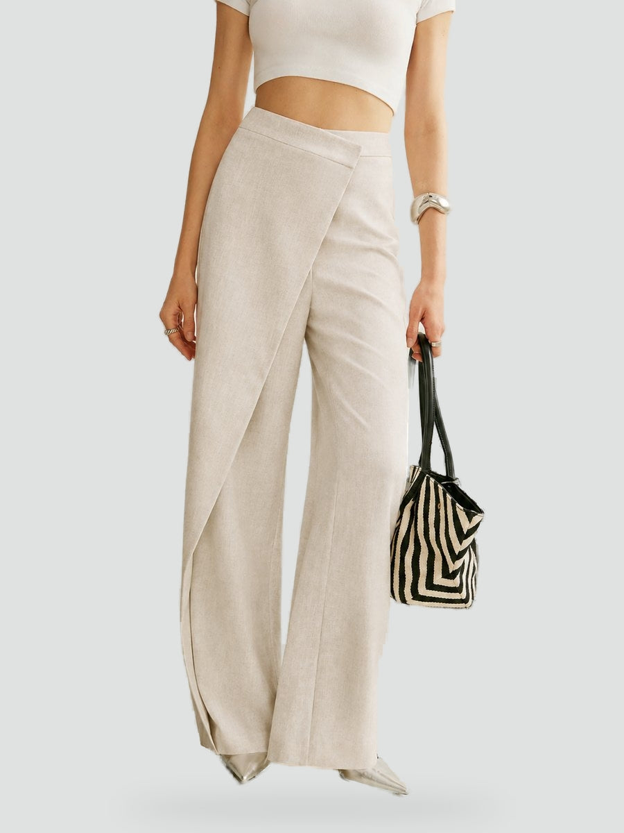 Pantalon asymétrique pour femme à jambes larges pour le bureau