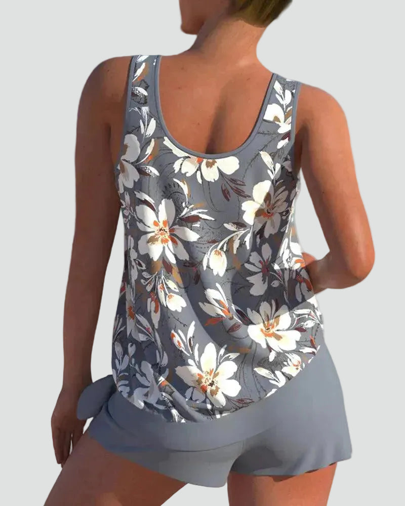 Ensemble féminin élégant et sculptant tankini avec motif floral