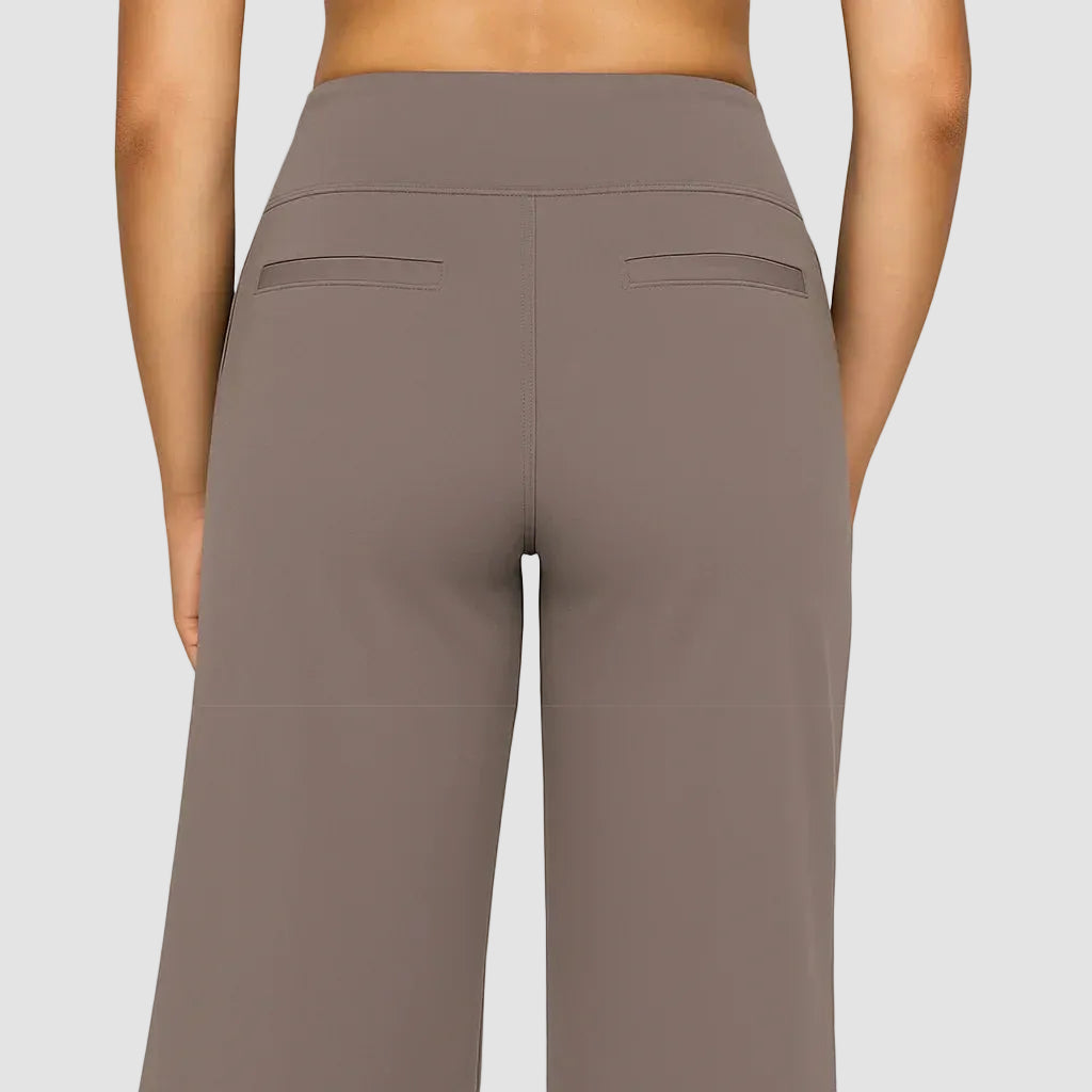 Pantalon de sport féminin confortable à taille haute et jambes larges
