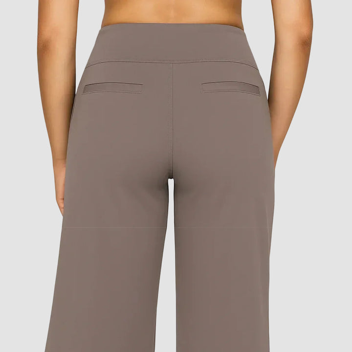 Pantalon de sport féminin confortable à taille haute et jambes larges