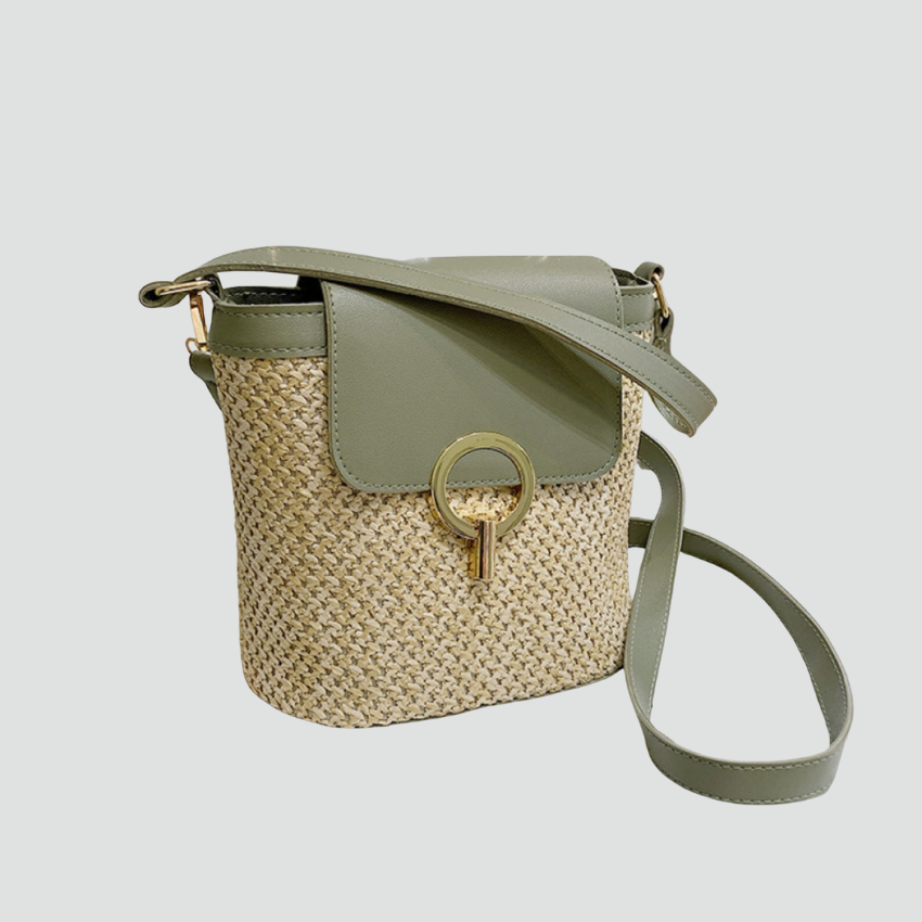 Crossbodytas met vlechtwerk en metalen gesp