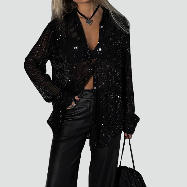 Blouse de soirée femme à coupe ample Cekinowa