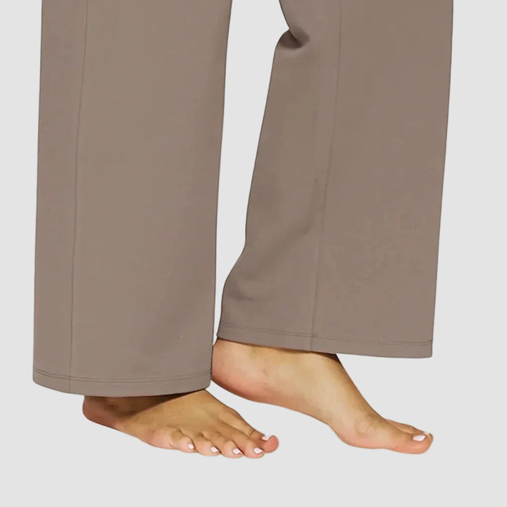 Pantalon de sport féminin confortable à taille haute et jambes larges