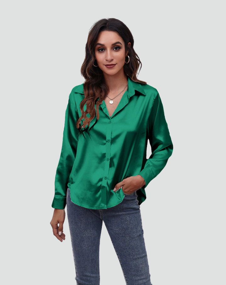 Classic Satin Blouse with Collar and Buttons
