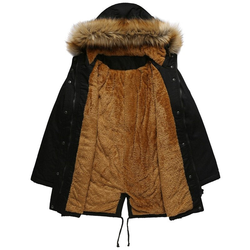 Warme dames winterparka met capuchon en bont