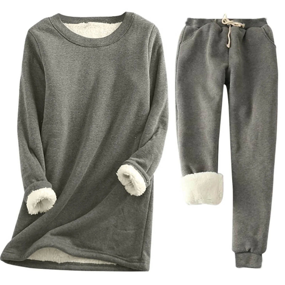 Ensemble chaud femme d’hiver avec sweat et pantalon à motif ours en peluche