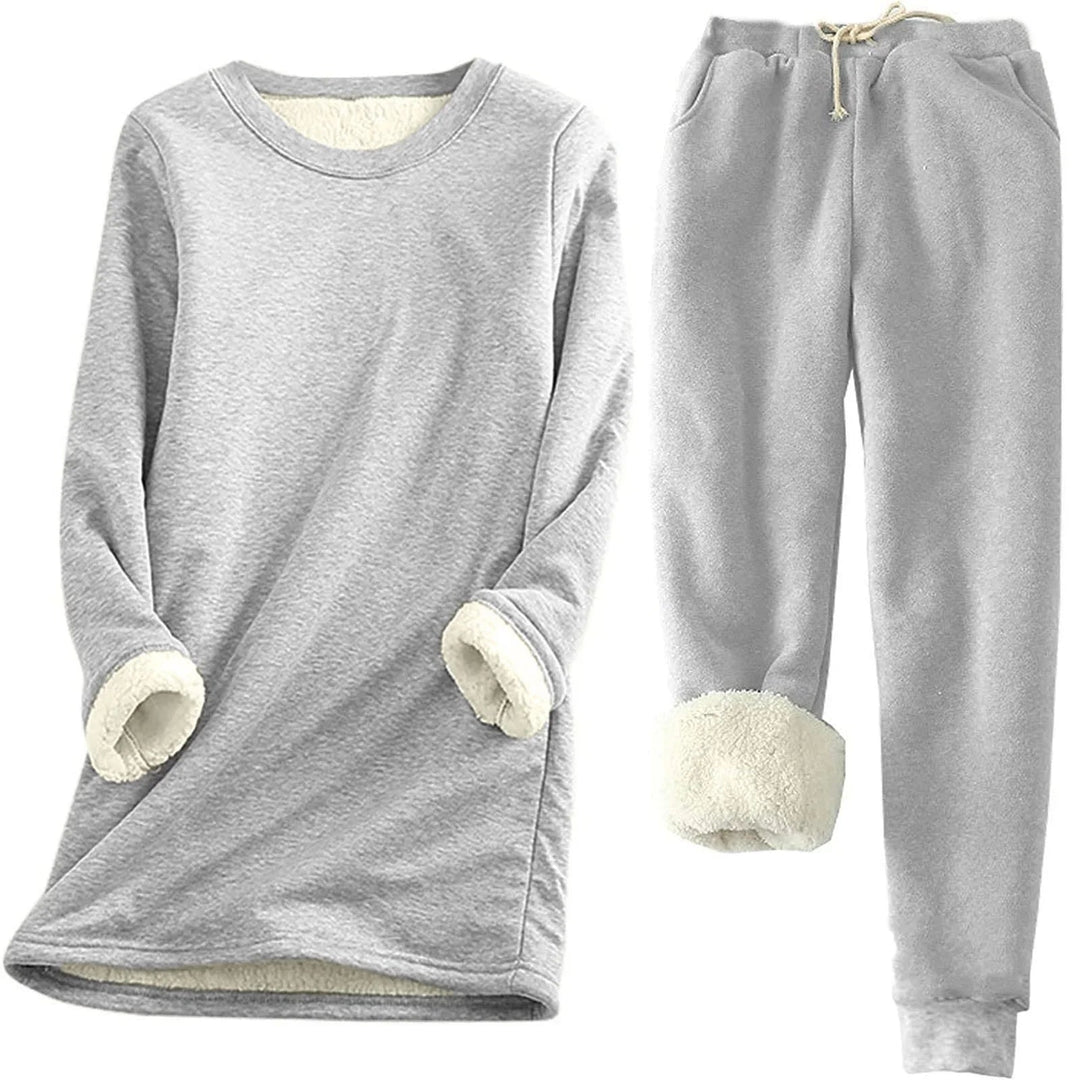 Ensemble chaud femme d’hiver avec sweat et pantalon à motif ours en peluche