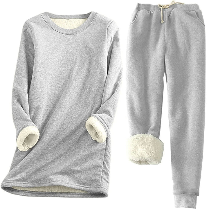 Ensemble chaud femme d’hiver avec sweat et pantalon à motif ours en peluche