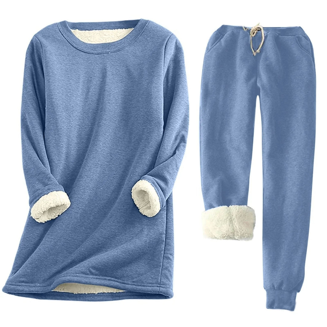 Ensemble chaud femme d’hiver avec sweat et pantalon à motif ours en peluche