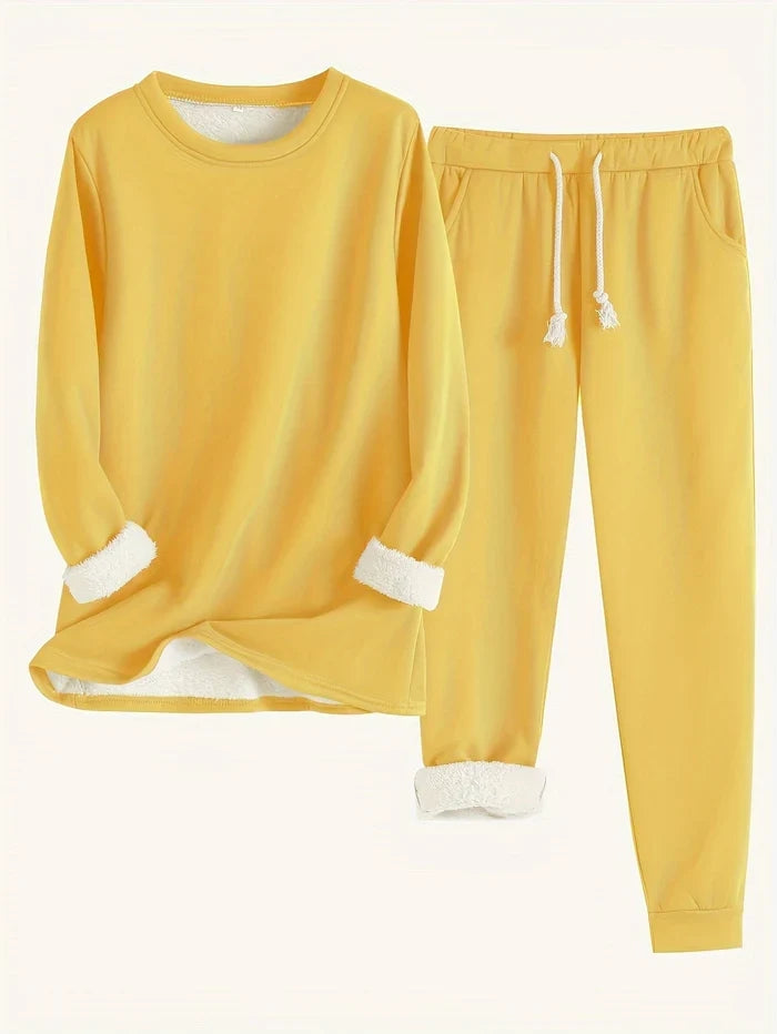 Ensemble chaud femme d’hiver avec sweat et pantalon à motif ours en peluche