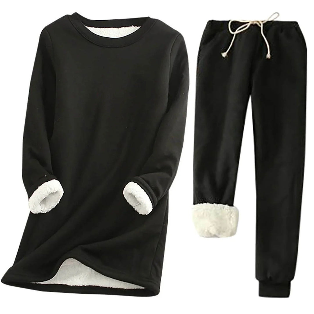 Ensemble chaud femme d’hiver avec sweat et pantalon à motif ours en peluche