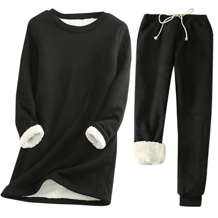 Ensemble chaud femme d’hiver avec sweat et pantalon à motif ours en peluche