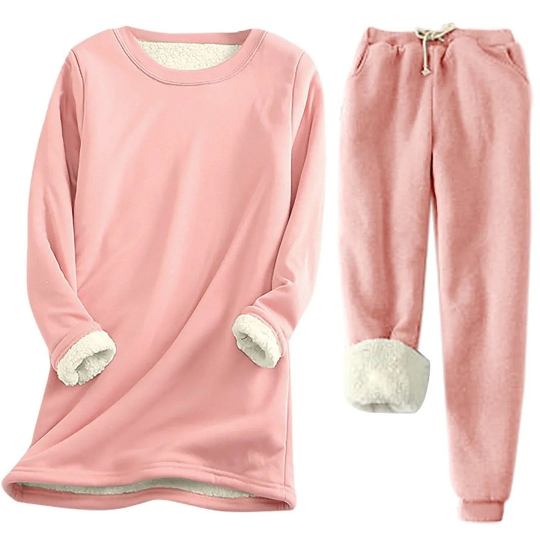 Ensemble chaud femme d’hiver avec sweat et pantalon à motif ours en peluche